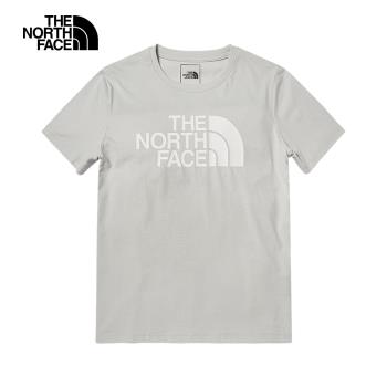 The North Face 女 短袖 休閒 大Logo 吸濕 排汗 灰【運動世界】NF0A7WFD9B8