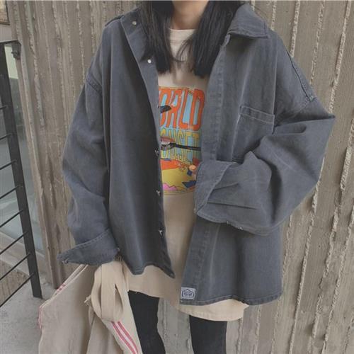 【米蘭精品】風衣外套短款大衣-韓版寬鬆蝙蝠袖牛仔女外套74dh67