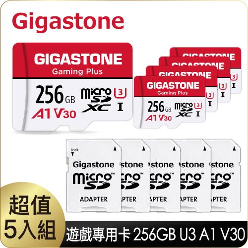 Gigastone Gaming Plus microSDXC UHS-Ⅰ U3 A1V30 256GB遊戲專用記憶卡-5入組