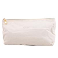 BOTTEGA VENETA 613409 燙印LOGO帆布大容量收納 化妝包.米白