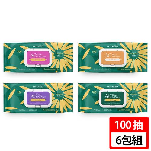 【天然密碼】銀離子寵物濕紙巾 100抽 6包組(多種味道)