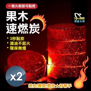【小魚嚴選】三秒速燃果木炭33mm 2盒200片
