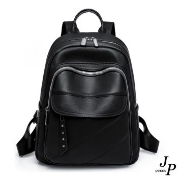【Jpqueen】經典色調鉚釘大容量後背包(4色可選)