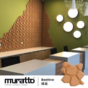 Muratto 葡萄牙設計牆壁吸音防水造型有機軟木塊16片/盒-蜂巢
