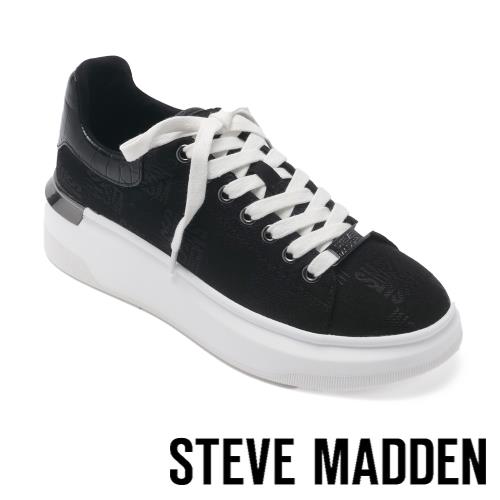 STEVE MADDEN-GLIDER 百搭印花綁帶休閒鞋-黑色