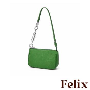 【felix】真皮泡泡羊皮繽紛色彩素面小方包 麻將包 D款 大號綠色