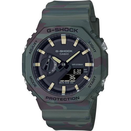 CASIO G-SHOCK 荒野探險迷彩八角造型計時錶/GAE-2100WE-3A