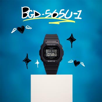 CASIO BABY-G 纖薄輕巧經典方形計時錶/黑/BGD-565U-1