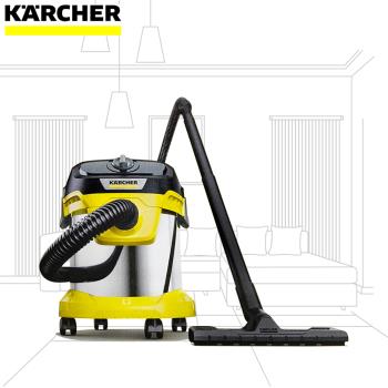  KARCHER 凱馳 KWD2S 乾濕兩用吸塵器，專為家用設計，配備15L可洗式集塵筒，圓筒式結構輕便高效。黃色系外觀，尺寸353x328x431mm，重量約5.07kg，110V電壓操作，1年保固。適合乾溼清潔，BSMI認證，僅限家用，商業使用將喪失保固。一經使用無法退換，訂購前請評估需求。 