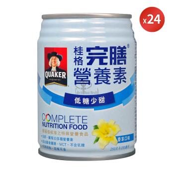 【QUAKER 桂格】完膳營養素香草口味X1箱 低糖少甜 250ml*24罐/箱