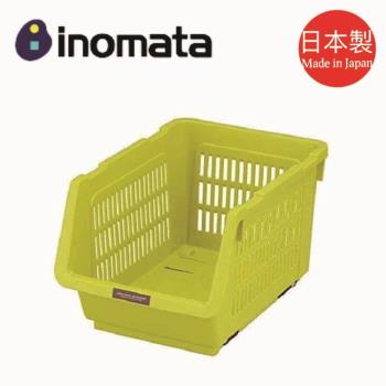 日本製【INOMATA】附滑輪蔬果收納箱 綠