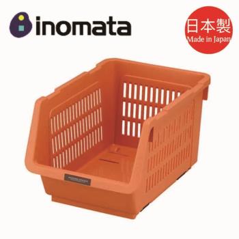 日本製【INOMATA】附滑輪蔬果收納箱 橘