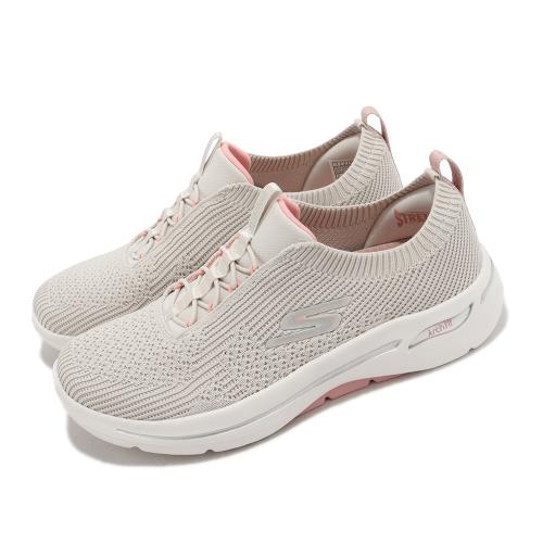 Skechers 健走鞋 Go Walk Arch Fit-Crystal Waves 奶茶 粉紅 女鞋 足弓支撐 124882TPPK