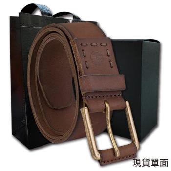 【Timberland】男皮帶 皮帶 皮標大樹車線設計 仿舊扣頭／咖 (SML)