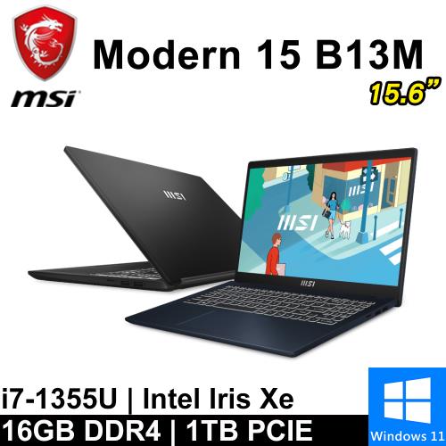 微星 Modern 15 B13M-279TW-SP1 15.6吋 藍(i7-1355U/16GB DDR4/1TB PCIE/W11)特仕版
