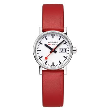 MONDAINE 瑞士國鐵 evo2 Vegan時光走廊植物皮革腕錶 - 紅30mm / 30210LCV