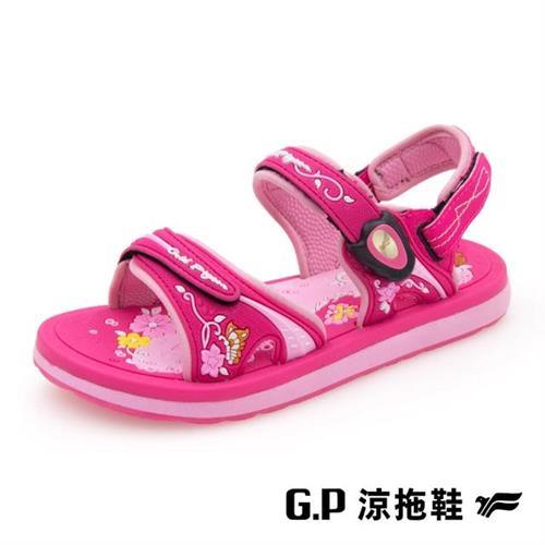 G.P 兒童夢幻公主風磁扣兩用涼拖鞋G3830B-桃紅色(SIZE:31-36 共二色) GP
