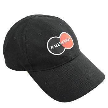 BALENCIAGA 巴黎世家 617138 品牌電繡LOGO棉質棒球帽.黑