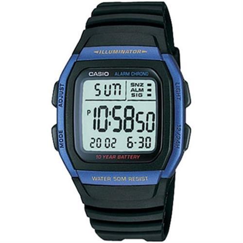 【CASIO 卡西歐】耐用 潮流 正版公司貨 長效電力多功能電子錶(藍框-W-96H-2AVDF)