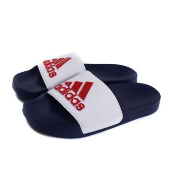 adidas 運動型拖鞋 防水 白深藍 紅色LOGO 男鞋 HQ6885 no058