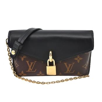 Louis Vuitton Padlock on Strap 經典Monogram帆布鎖扣信封斜揹包(黑色)