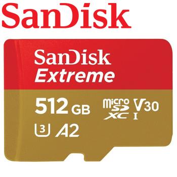 【公司貨】SanDisk 512GB 190MB/s Extreme microSDXC TF U3 V30 A2 記憶卡