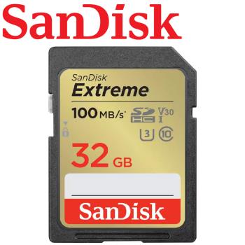【公司貨】SanDisk 32GB 100MB/s Extreme SD SDHC UHS-I U3 V30 記憶卡