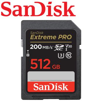 【公司貨】SanDisk 512GB 200MB/s Extreme PRO SD SDXC U3 UHS-I V30 記憶卡