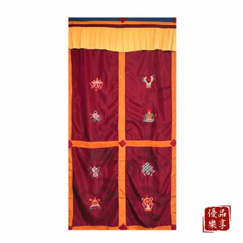 【雨揚珍品】四格八吉祥門簾-紅底黃框