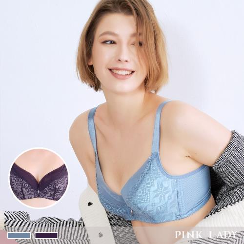 【PINK LADY】C罩杯軟鋼圈 夏日盛典美背蕾絲立體微加厚襯墊 單件內衣 6057(藍、紫)