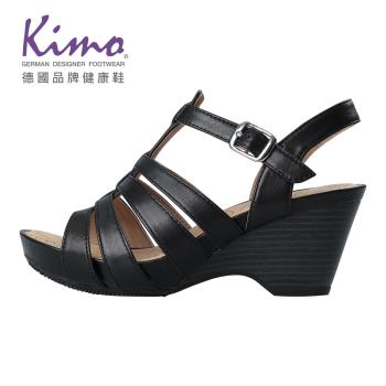 Kimo 羅馬風情羊皮楔型涼鞋 女鞋 (黛黑 KBJSF157023)