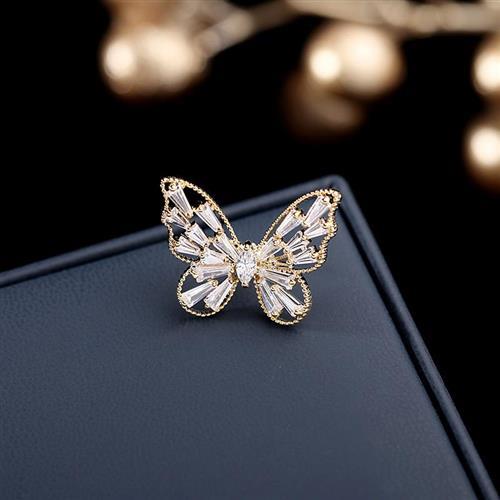 【巴黎精品】胸針蝴蝶胸花-鋯石昆蟲鏤空別針女飾品2色p1ao90