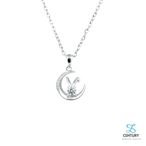 【世紀白金】Pt950鉑金（白金）月光萌兔鉑金鋯石吊墜 贈抗敏鈦鋼鍊 WPB107
