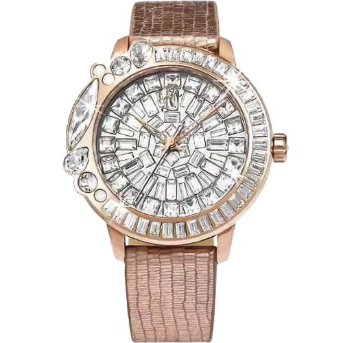 Galtiscopio 迦堤 絢麗雛菊系列 典雅浪漫水晶錶-40mm/玫瑰金 MG2RGS001BSRGLS