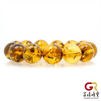 【正佳珠寶】花珀 頂級金花珀 18mm 金花珀手珠｜日本彈力繩