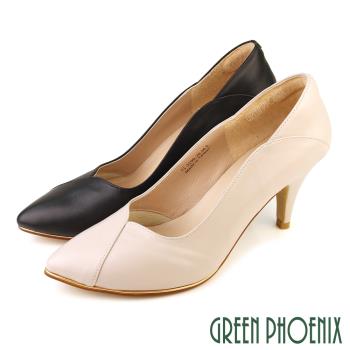 GREEN PHOENIX 女 高跟鞋 包鞋 尖頭 V字 OL面試通勤 台灣製U50-28043