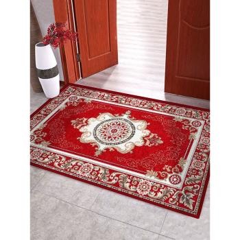 臥室客廳防滑吸水房間吸塵地毯玄關地墊輕奢客廳紅色地毯隔音地墊