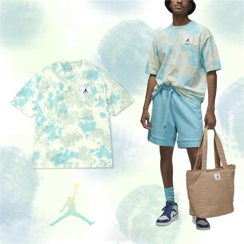 Nike 短袖 Jordan Tee 男款 藍 綠 渲染 短T 寬版 純棉 DX9584-110