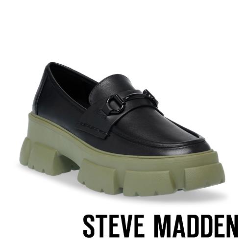 STEVE MADDEN-TRIFECTA 馬銜釦厚底皮鞋-黑綠色