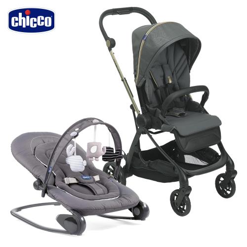 chicco-One4Ever全能秒收雙向輕量手推車輕奢版+Hooplà可攜式安撫搖椅