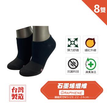 【LIGHT & DARK】-8雙-石墨烯能量機能祼襪(尺寸:22-24cm/LD225)