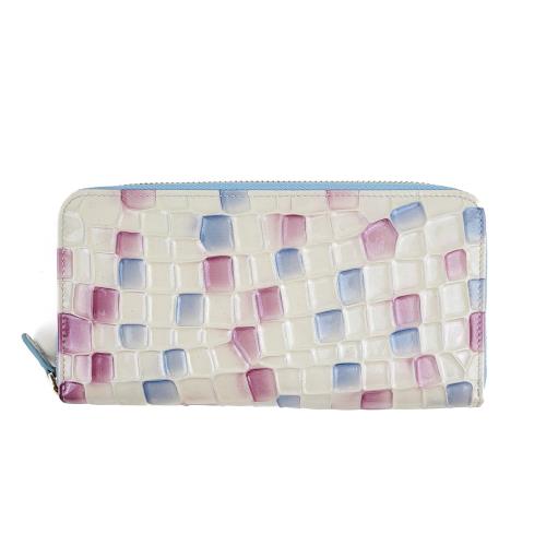 【玩皮工坊】頭層琉璃牛皮馬賽克長夾女夾LH965