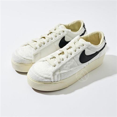 Nike W Blazer Low Platform 女白黑厚底增高毛料材質運動休閒鞋DO2115