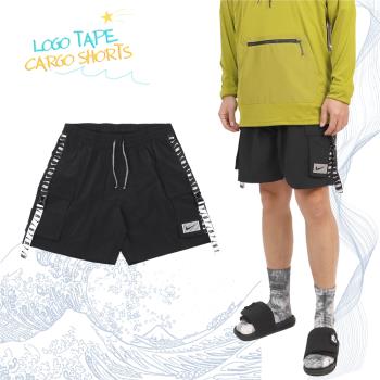 Nike 海灘褲 Logo Tape Cargo 黑 白 男款 褲子 7吋 快乾 緞帶 短褲 膝上 NESSD500-001