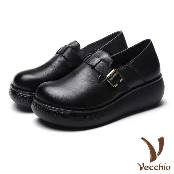 【VECCHIO】休閒鞋 厚底休閒鞋/真皮舒適寬楦搭釦造型厚底休閒鞋 (2色任選)