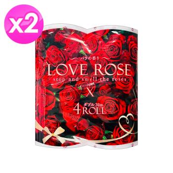 日本LOVE ROSE玫瑰印花捲筒衛生紙(4捲/袋) x2袋