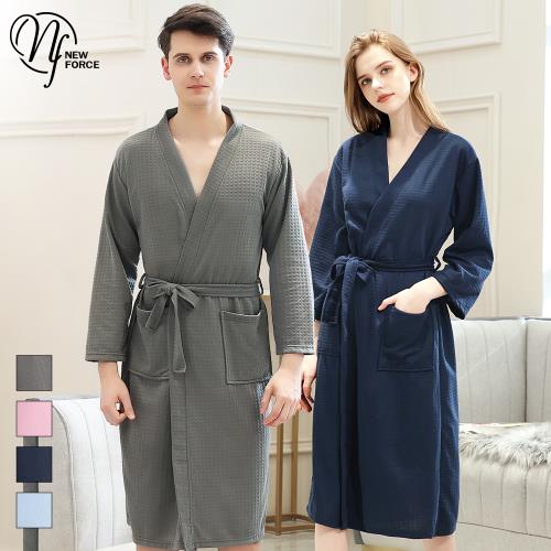 NEW FORCE 極簡品味華夫格情侶睡袍-4色可選