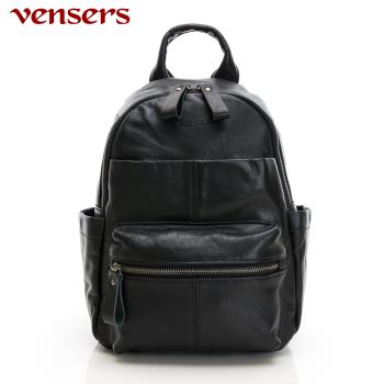 【vensers】牛皮潮流個性包~後背包(ND123201黑色)