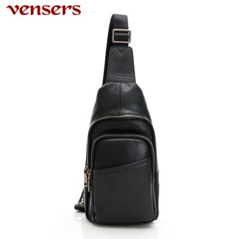 【vensers】小牛皮潮流個性包~胸包(NE805101黑色)