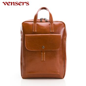 【vensers】牛皮潮流個性包~後背包(NL003501棕色)